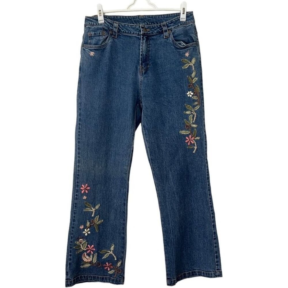 Embroidered Dark Blue Women's Jeans